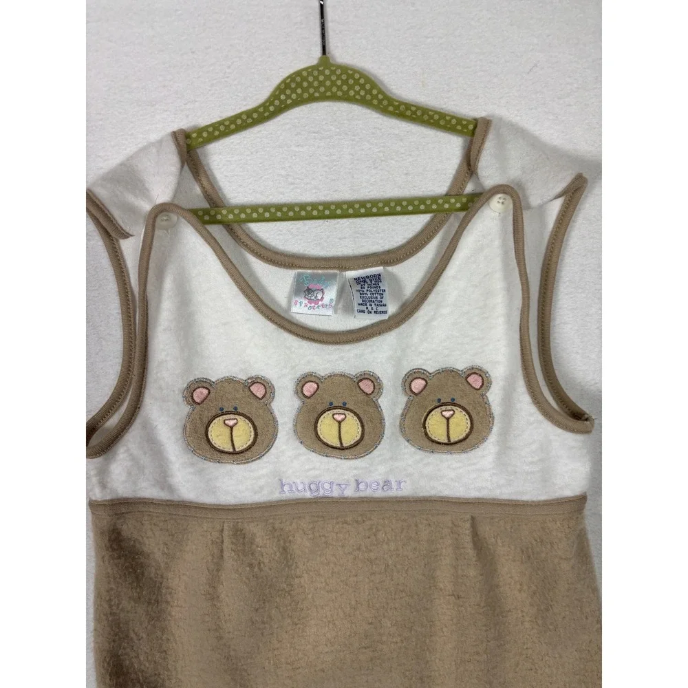 Vintage Baby Sprockets Newborn Huggy Bear Sleep Sack Wearable Blanket Tan White